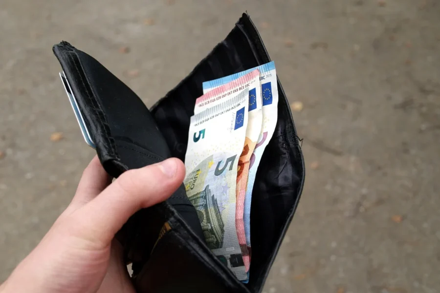 Πορτοφόλι με χαρτονομίσματα ευρώ